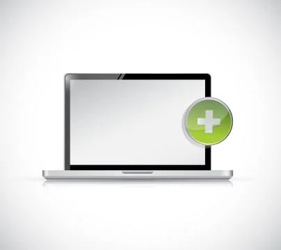 Laptop and plus button illustration design 스톡 일러스트