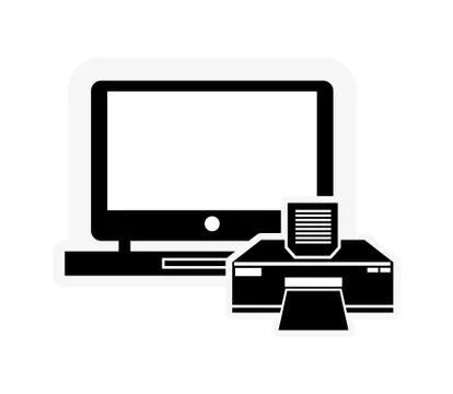 Laptop and printer icon Stock Illustration