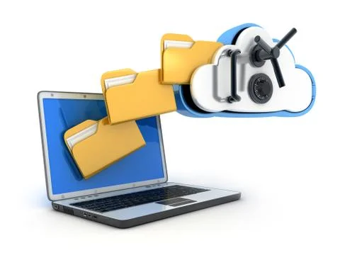 Laptop and safe cloud Ilustración de archivo