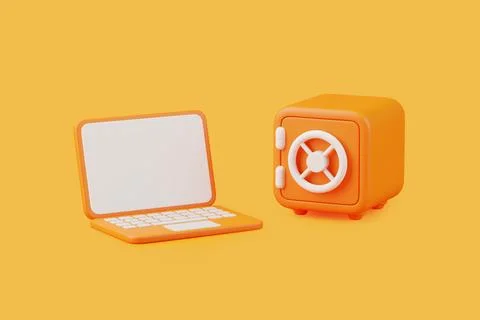 Laptop and safe representing digital security Stock Illustration