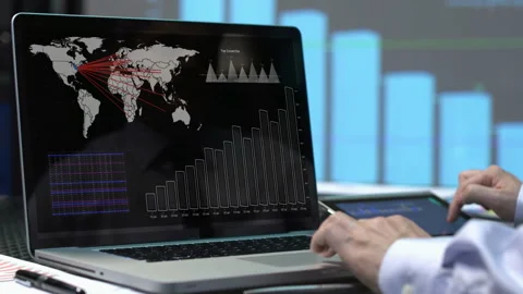 Laptop And Sales Data Stock Footage 210575708