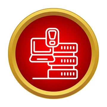 Laptop and server with security alert warning Illustrazione stock