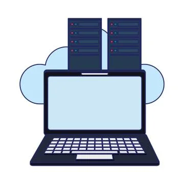 Laptop and servers cloud computing 스톡 일러스트