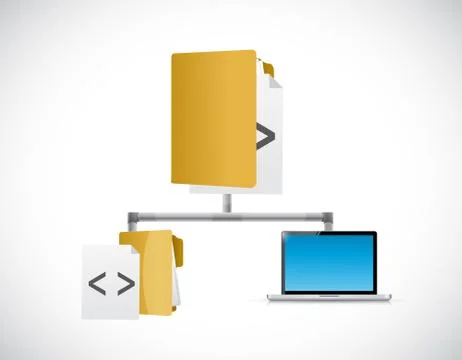 Laptop and source code diagram Illustrazione stock