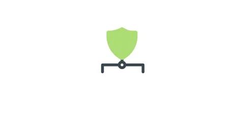 A laptop and a tablet connected to a digital shield, symbolizing cybersecurity. Stock Footage 334021126