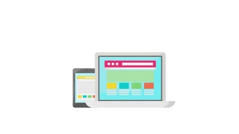 A laptop and tablet displaying the same web page, showcasing digital conten.. Stock Footage 332535266