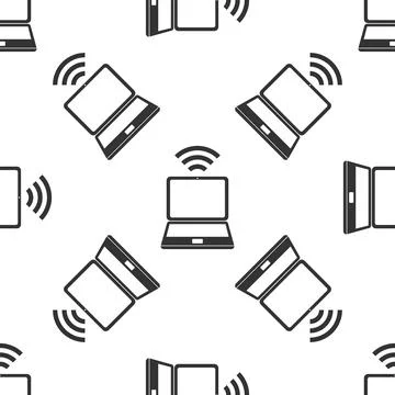 Laptop and wireless icon. Wireless technology, wifi connection, wireless ne.. Stock Illustration