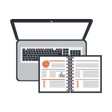 Laptop and work Illustrazione stock