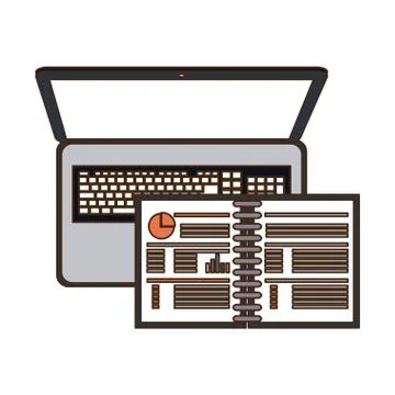 Laptop and work Illustrazione stock