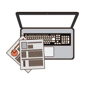 Laptop and work 스톡 일러스트