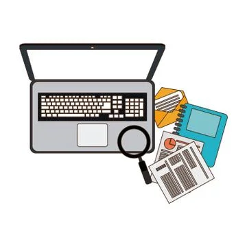 Laptop and work 스톡 일러스트