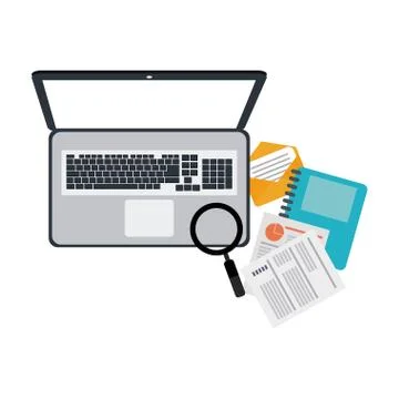 Laptop and work 스톡 일러스트