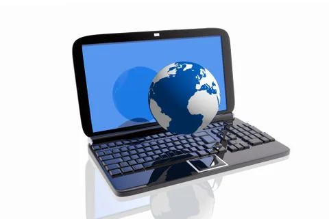 Laptop and world globe Stock Illustration