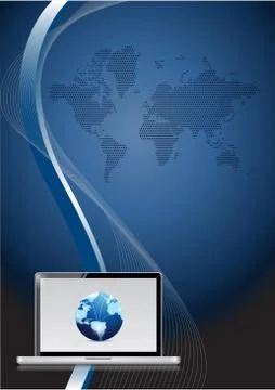 Laptop and world network background concept Stock Illustration