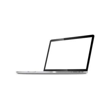 Laptop in angled position with blank screen vector illustration isolated on Stock Illustration