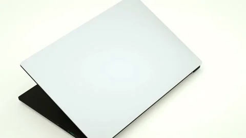 Laptop animation. The display with Alpha matte is perfect for tracking 4K 3D ren Stock Footage 221810605