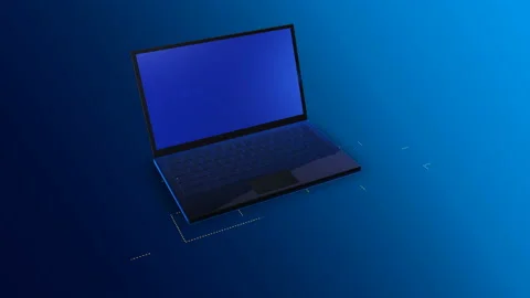 Laptop animation with empty screen, modern tech business life, complex tasks Video stock 115173348