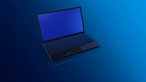 Laptop animation with empty screen, modern tech business life, complex tasks Stock Footage 115178502