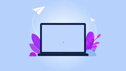 Laptop Animation with Folder Icon and Paper Planes Vidéo 320730738