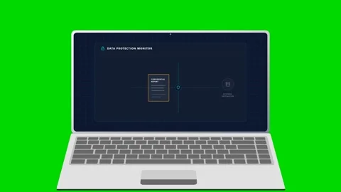Laptop animation showing data prevention and blocked file transfer. 4K Stock Footage 342115079