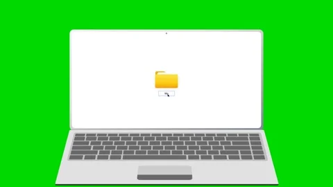 Laptop animation showing a folder being renamed on white screen. 4K Video stock 341693887