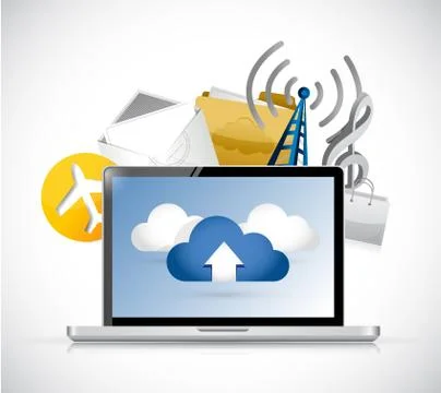 Laptop app cloud computing illustration design Stockillustratie