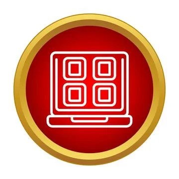 Laptop with app grid icon on red background イラスト素材
