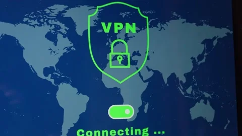 Laptop App screen of VPN creation Internet protocols for protection private Stock Footage 240601276