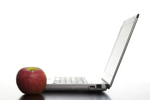 Laptop With Apple Stock Photos