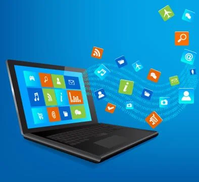 Laptop with Application Stock Illustration