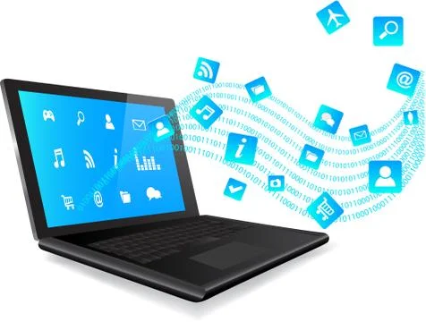 Laptop with Application Stock Illustration