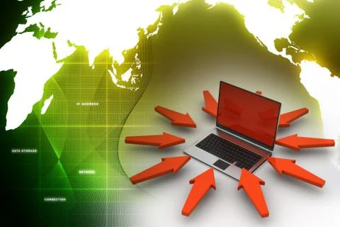 Laptop around the arrow mark 库存插图