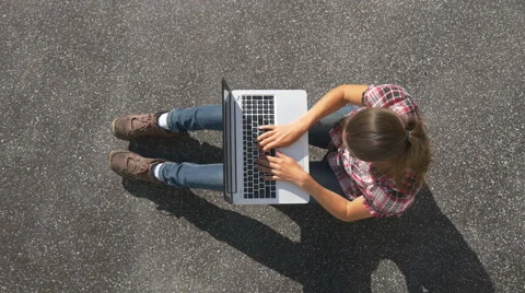 Laptop on asphalt Video stock 67409689