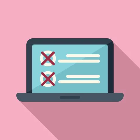 Laptop assignment icon flat vector. Document test Illustrazione stock