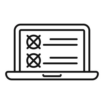 Laptop assignment icon outline vector. Document test Illustrazione stock