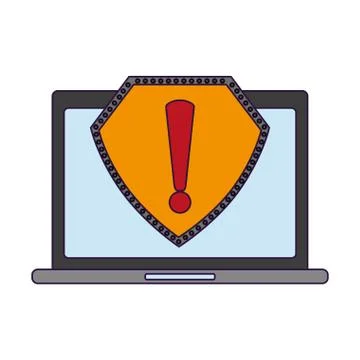 Laptop with attention sign 스톡 일러스트