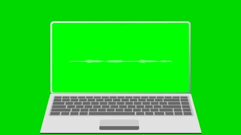 Laptop with audio waveform on green screen background 4K Vídeo Stock 338328458