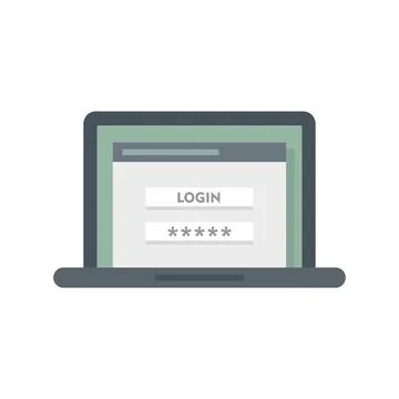 Laptop authentication icon flat isolated vector Stock Illustration