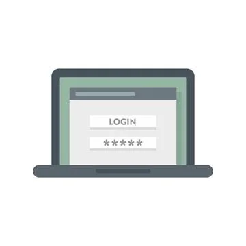 Laptop authentication icon flat isolated Stock Illustration