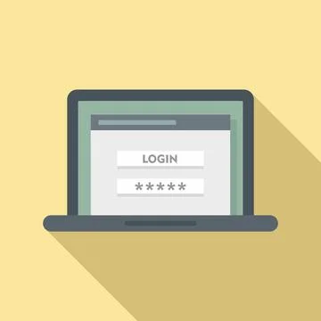 Laptop authentication icon, flat style Stock Illustration