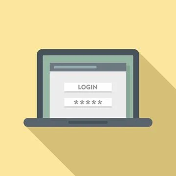 Laptop authentication icon, flat style Stock Illustration