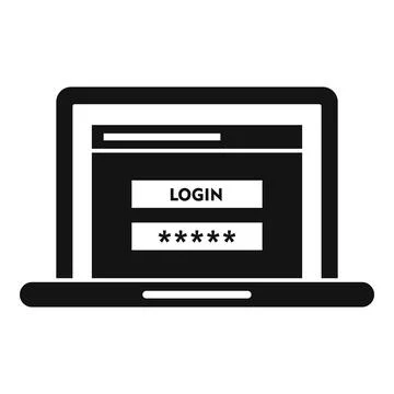 Laptop authentication icon, simple style Stock Illustration