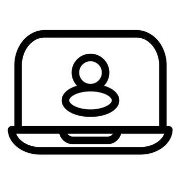Laptop with an avatar representing distance learning symbol - modern education 스톡 일러스트