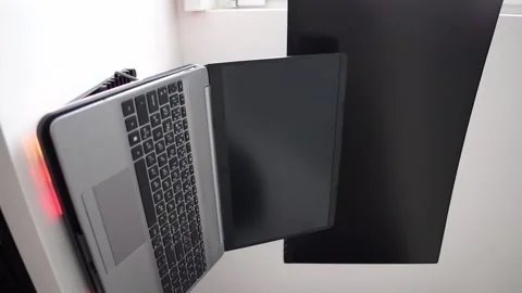 Laptop with backlight vertical video Stock Footage 261777233