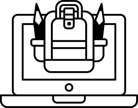 A laptop with a backpack on it Stock Illustration