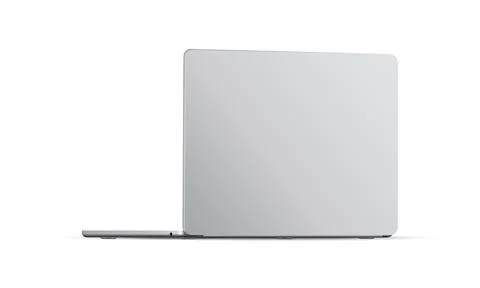 Laptop Backside View, Silver Mockup, Isolated on White Background Stock Illustration