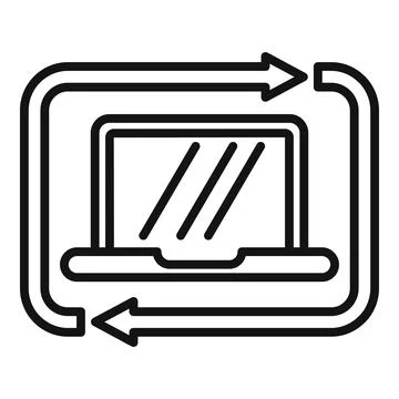 Laptop backup icon outline vector. Data cloud Stock Illustration