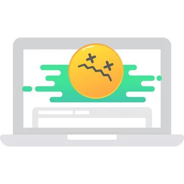 Laptop with bad internet connection vector icon イラスト素材