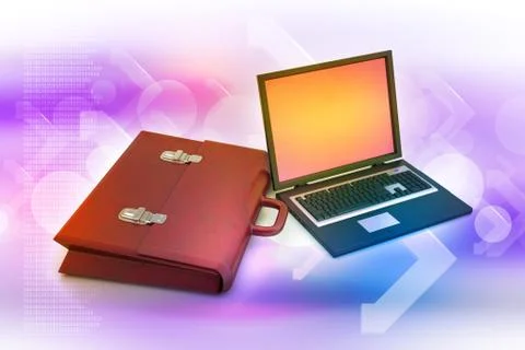 Laptop with bag Stock Illustration