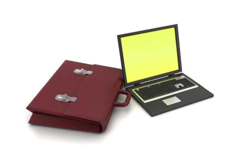 Laptop with bag Free Stock Illustration